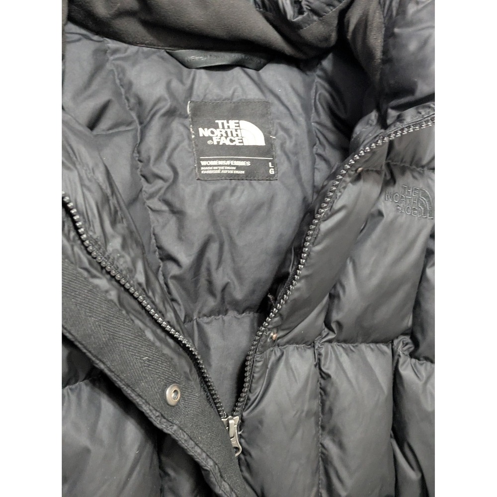The North Face Womens 550 Down Hooded Parka Puffer Jacket Black Large L Long - Picture 8 of 16